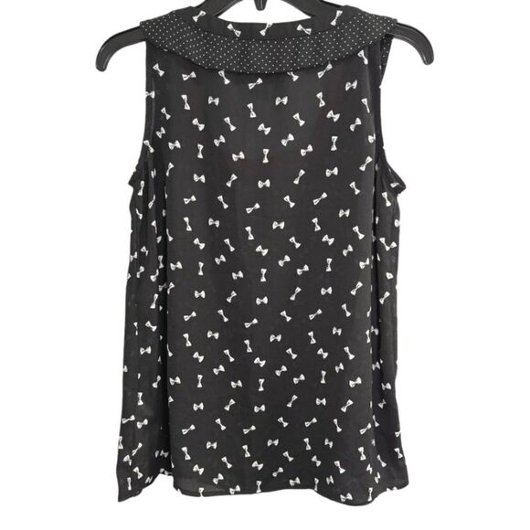 Minnie Mouse Disney black polka dot bow collared sleeveless blouse top womens XS - Picture 2 of 4